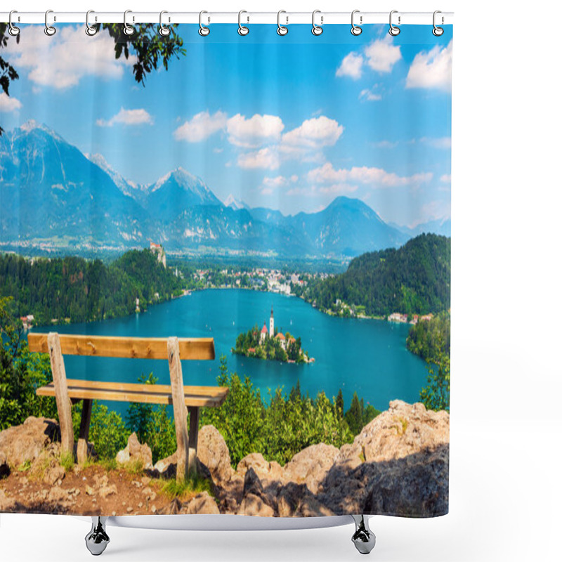 Personality  Lake Bled In Summer, View From Above, Slovenia. Shower Curtains