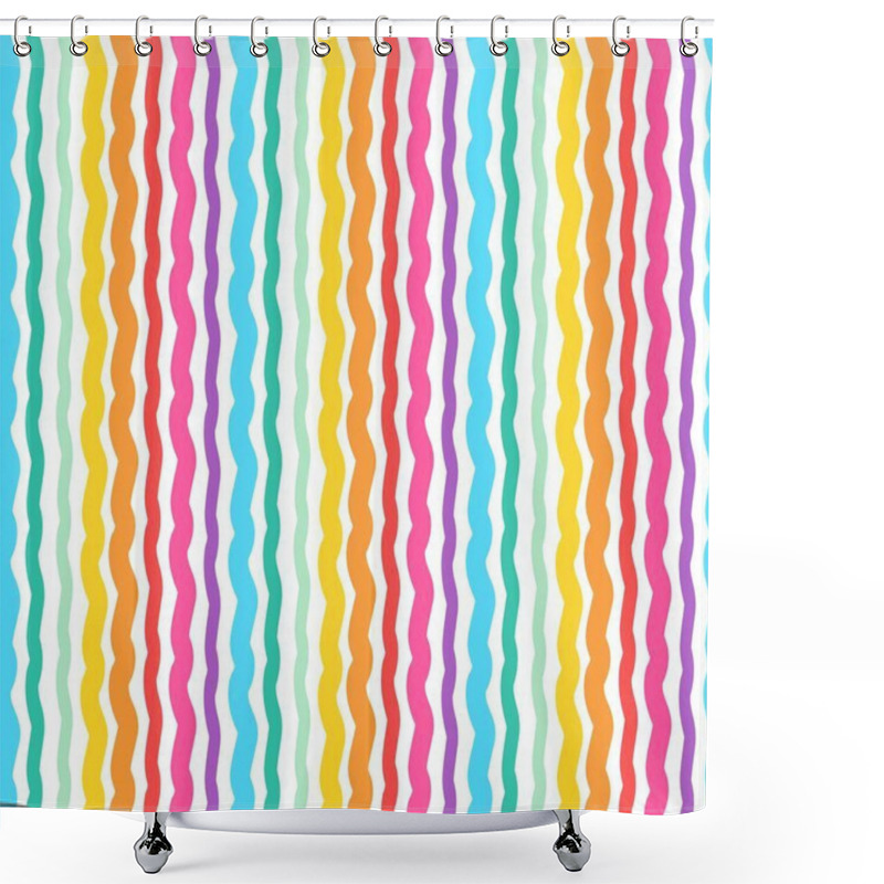 Personality  Seamless Pattern With Ribbons Abstract Background With Stripes Bold Lines Wavy Bands Texture For Fabric Surface Design Packaging Vector Shower Curtains