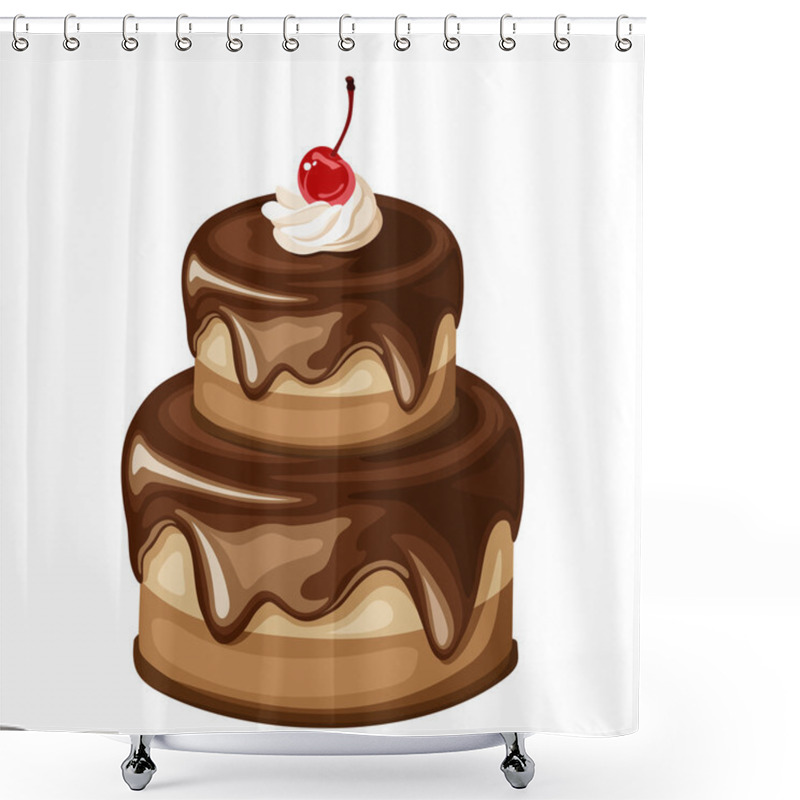 Personality  Chocolate Cake. Vector Illustration. Shower Curtains