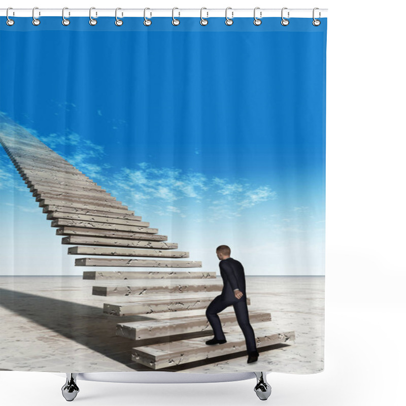 Personality  Business Man On Stairs To Sky Shower Curtains