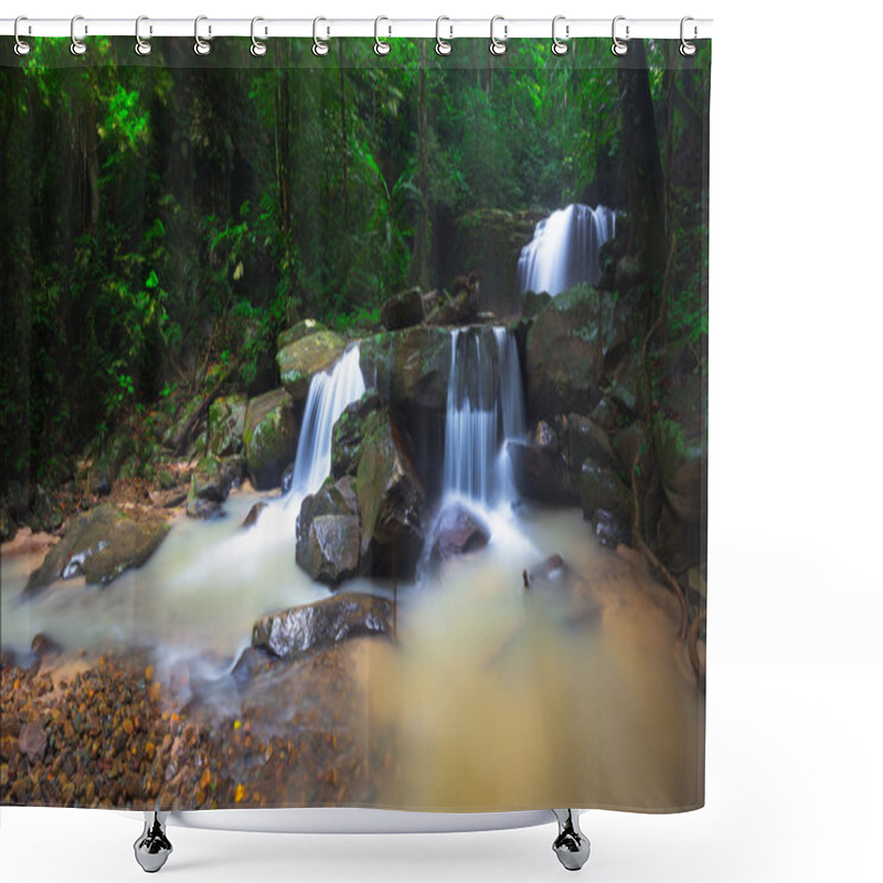 Personality  Beautiful Waterfall In Sabah. Shower Curtains