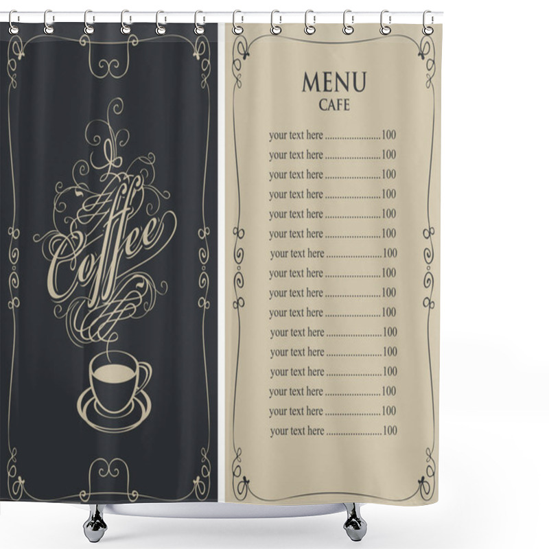 Personality  Menu For Cafe With Price List And Coffee Cup Shower Curtains