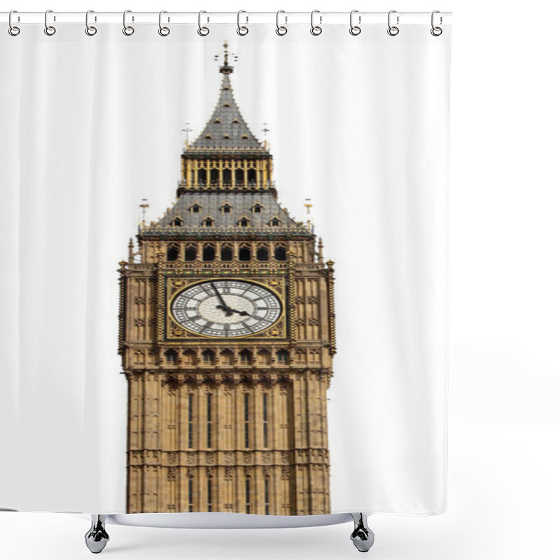 Personality  Big Ben In London, UK, Isolated In White Background Shower Curtains