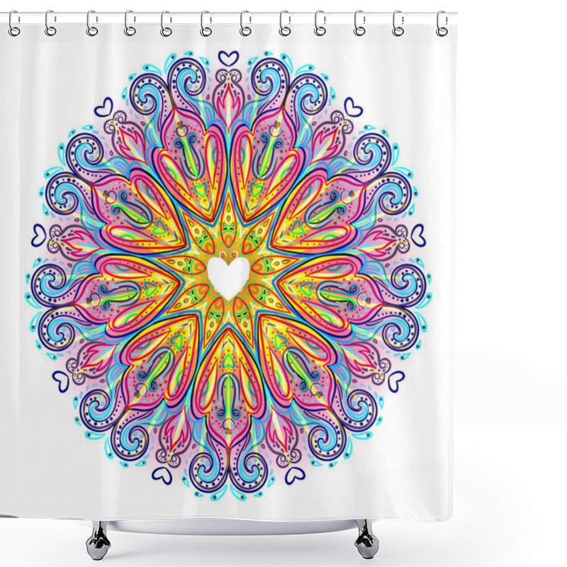 Personality  Vector Ornamental Mandala Inspired Ethnic Art, Patterned Indian  Shower Curtains