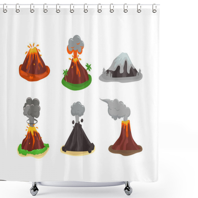 Personality  Volcano Vector Illustration. Shower Curtains