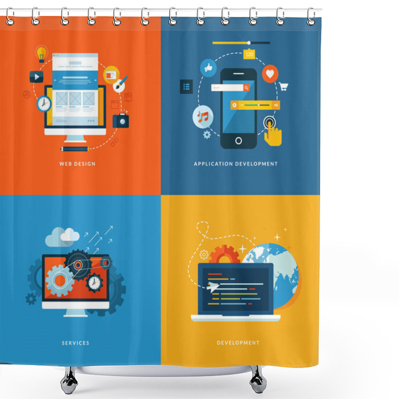 Personality  Set Of Flat Design Concept Icons For Web And Mobile Phone Services And Apps Shower Curtains