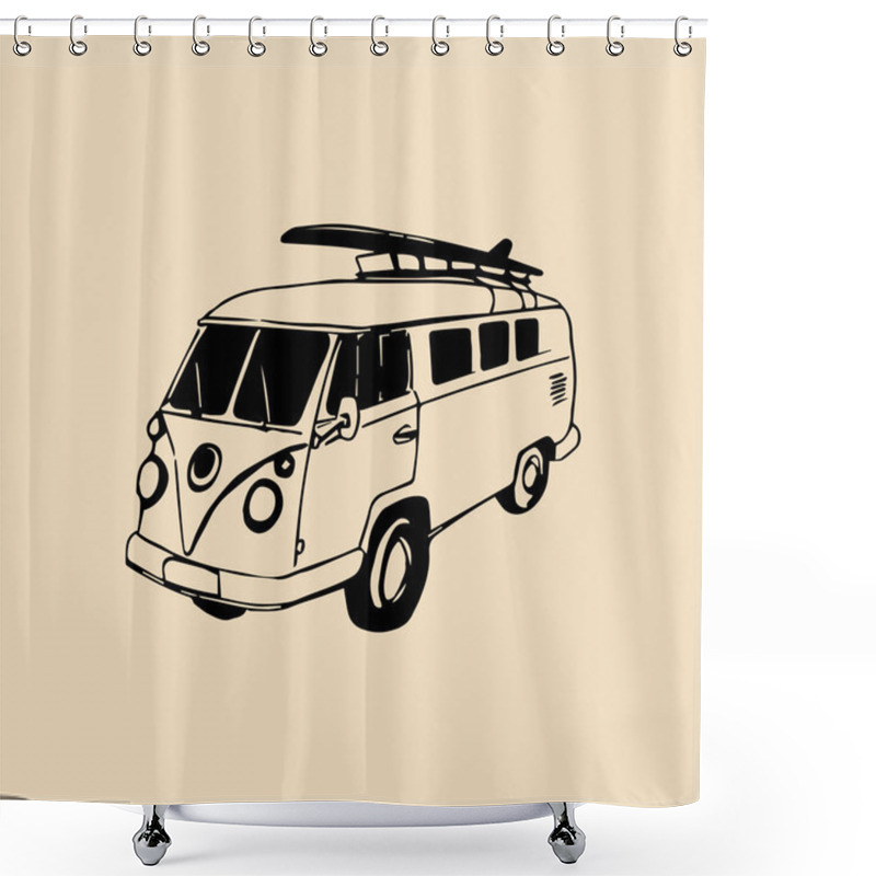 Personality  Illustration Of Hand Sketched Retro Bus Shower Curtains