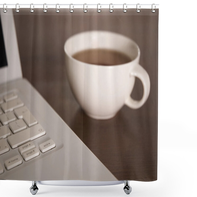 Personality  Laptop And Tea Cup Shower Curtains