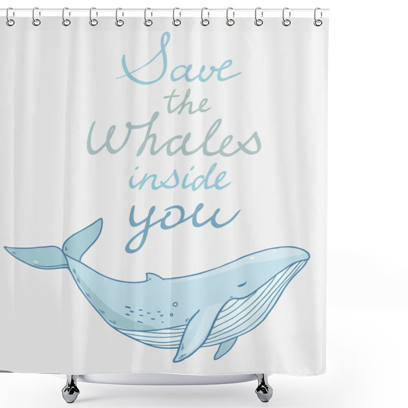 Personality  Cute Cartoon Drawing Sea Life Whales  Shower Curtains