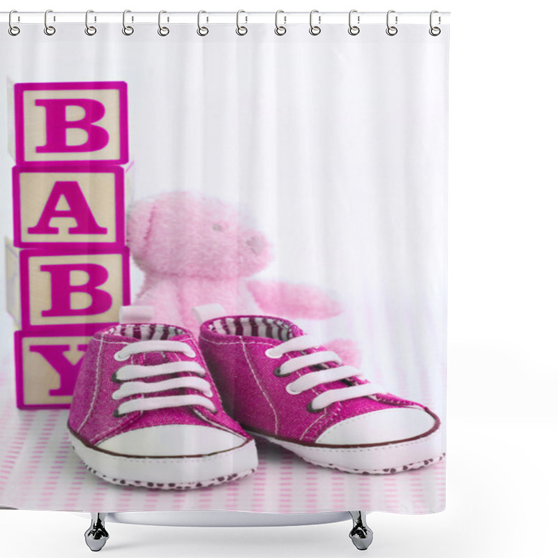 Personality  Pink Baby Shoes Shower Curtains