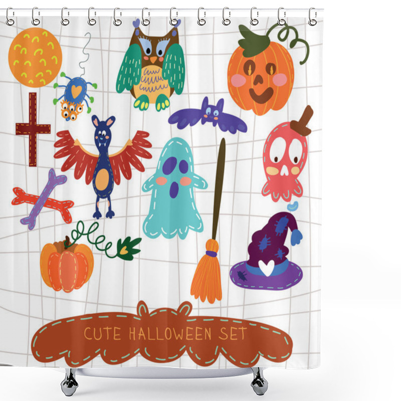 Personality  Set Of Cute  Halloween Elements Shower Curtains