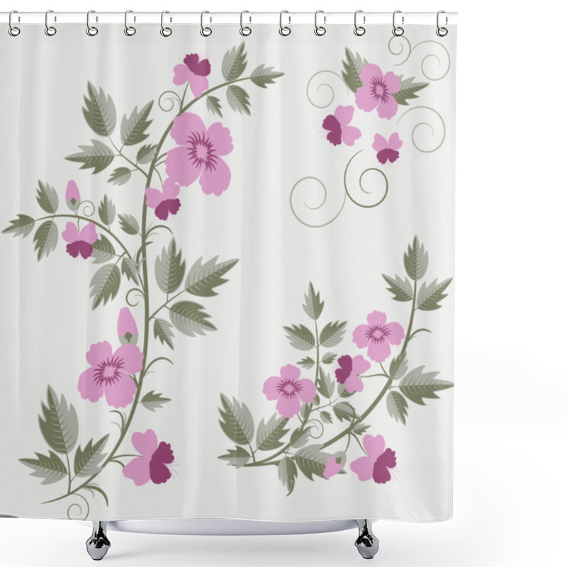 Personality  Vector Retro Floral Background With Flowers Shower Curtains