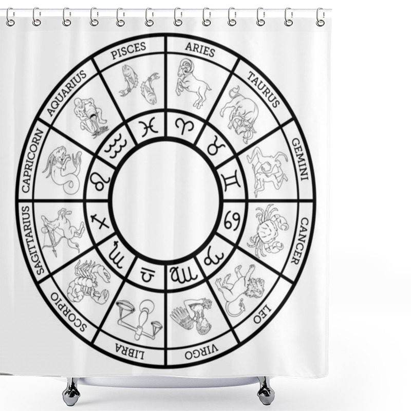 Personality  Zodiac Sign Horoscope Icons Shower Curtains