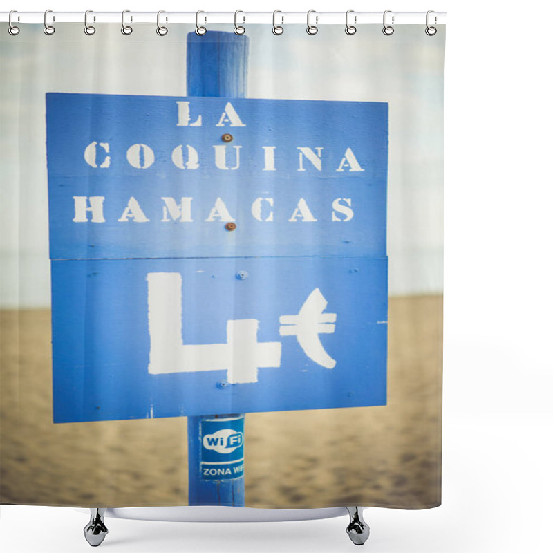 Personality  Blue Billboard At The Beach Shower Curtains