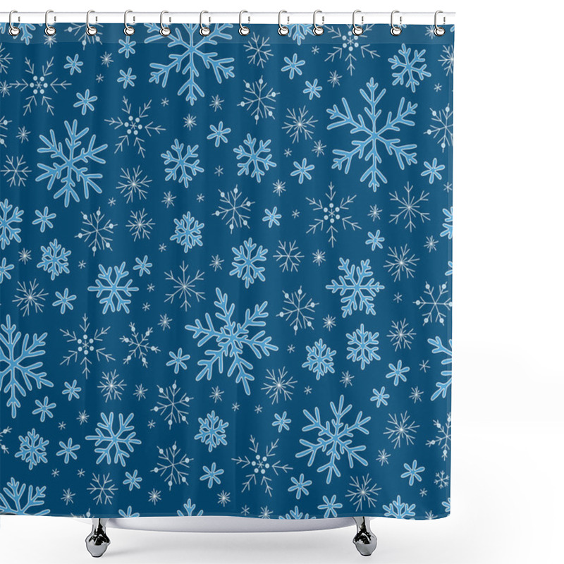 Personality  Seamless Blue Pattern With Snowflakes Shower Curtains