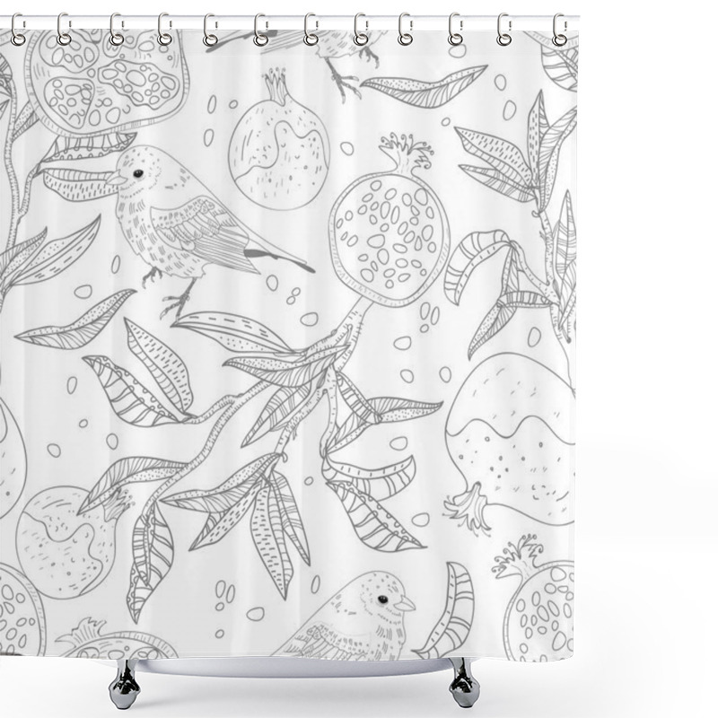 Personality  Brids And Pomegranate Shower Curtains