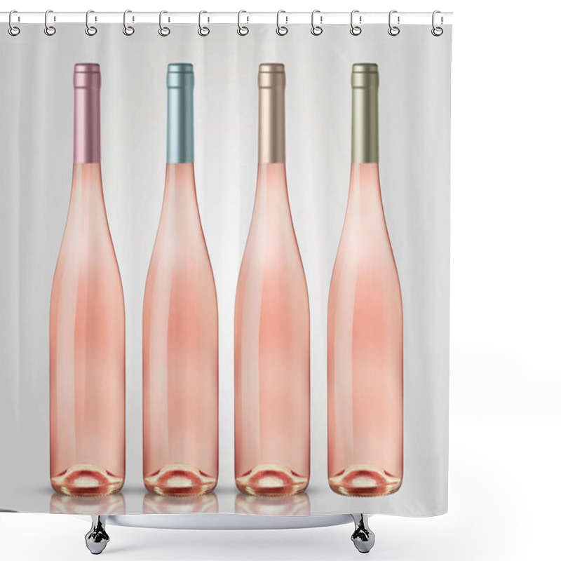 Personality  A Bottle Of Rose Wine Isolated On A Neutral Background For Mockup Presentation Projects. High Quality Photo Shower Curtains