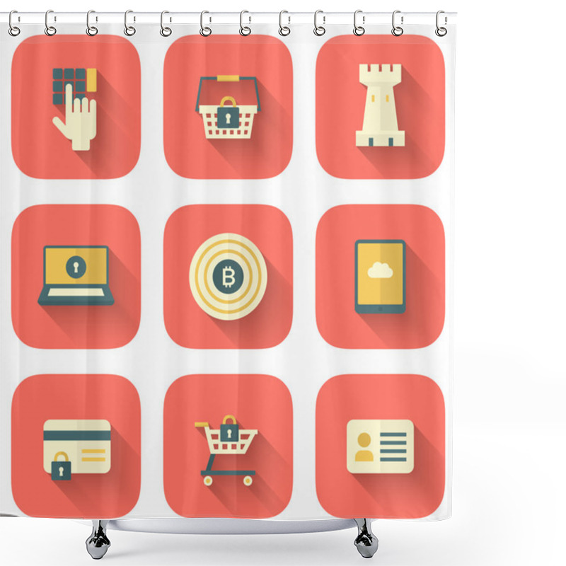 Personality  Set Of App Security Icons Shower Curtains