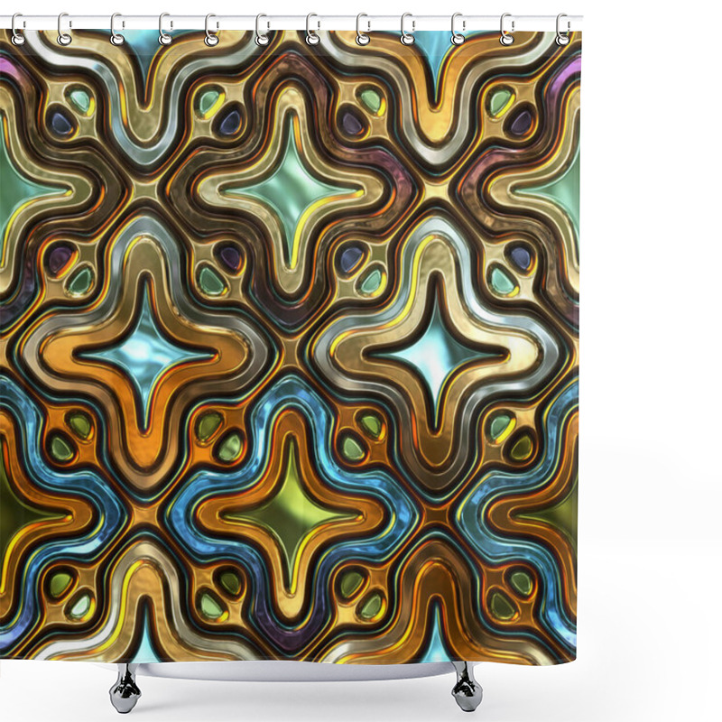 Personality  Pattern Seamless Texture On Bright Background, Glass Texture, 3d Illustration Shower Curtains