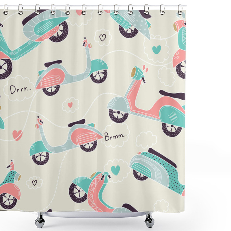 Personality  Bikes Seamless Pattern Shower Curtains