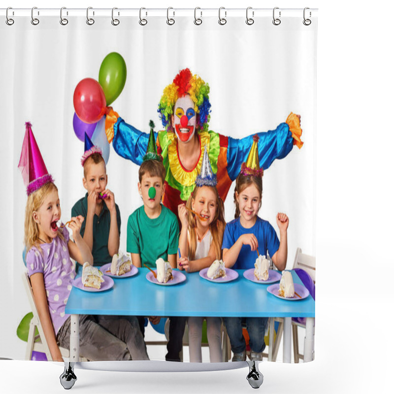 Personality  Birthday Child Clown Playing With Children. Kid Holiday Cakes Celebratory. Shower Curtains