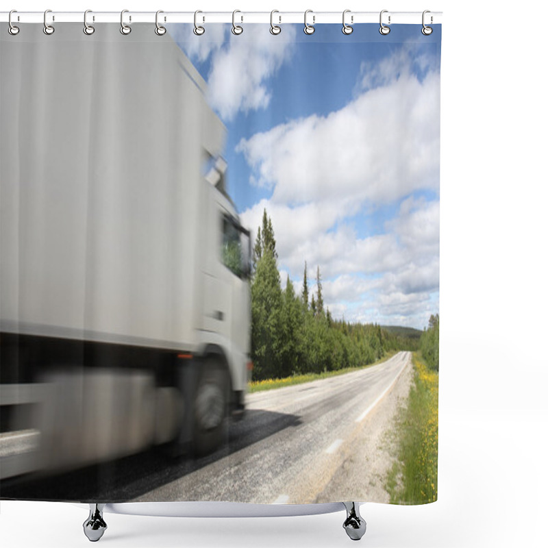 Personality  Truck Driving On Country-road Shower Curtains