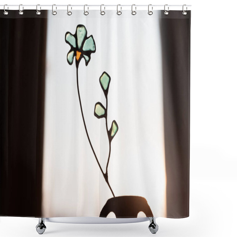 Personality  Artistic Stained Glass Flower In Minimalist Sunlight - Delicate Craftsmanship Shower Curtains