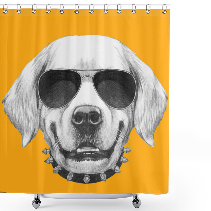 Personality  Golden Retriever With Glasses And Bow Tie Shower Curtains