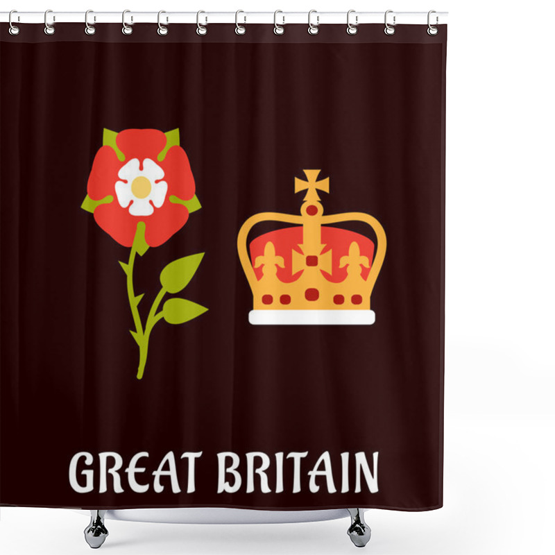 Personality  Tudor Rose And Crown Of Great Britain Shower Curtains