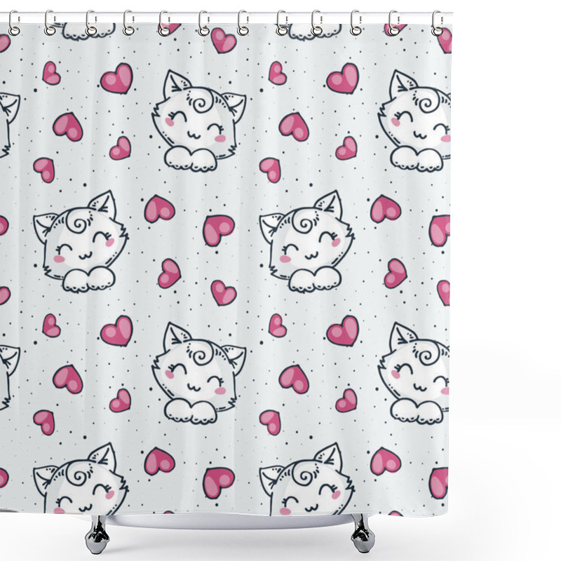 Personality  Seamless Doodle Pattern With Cute Animal Elements Shower Curtains