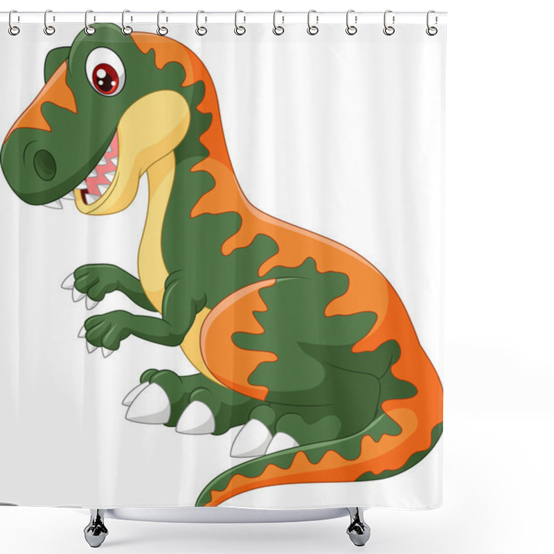 Personality  Cartoon Happy Tyrannosaurus Illustration Shower Curtains