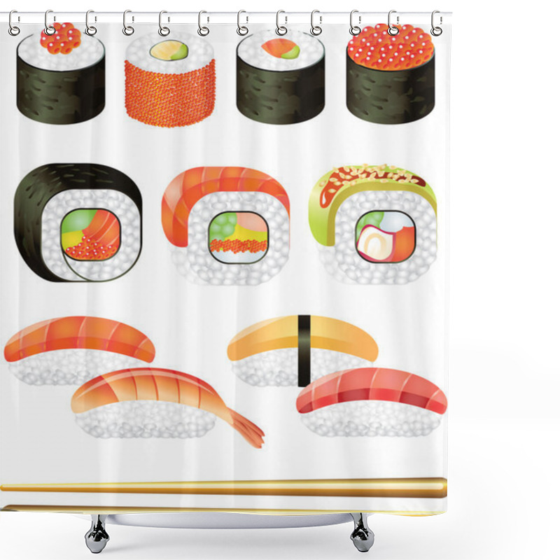 Personality  Sushi Photo-realistic Set Shower Curtains