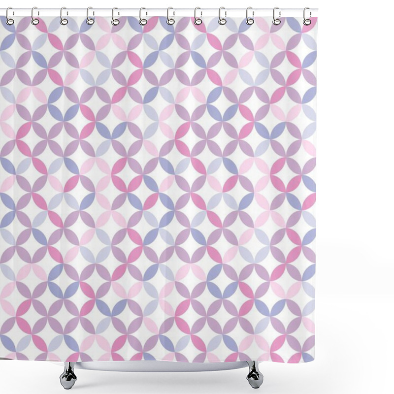 Personality  Overlapping Circles Seamless Texture. Retro Ovals And Circles Vector Geometric Fashion Pattern. Subtle Pastel Purple Fashion Print. Shower Curtains