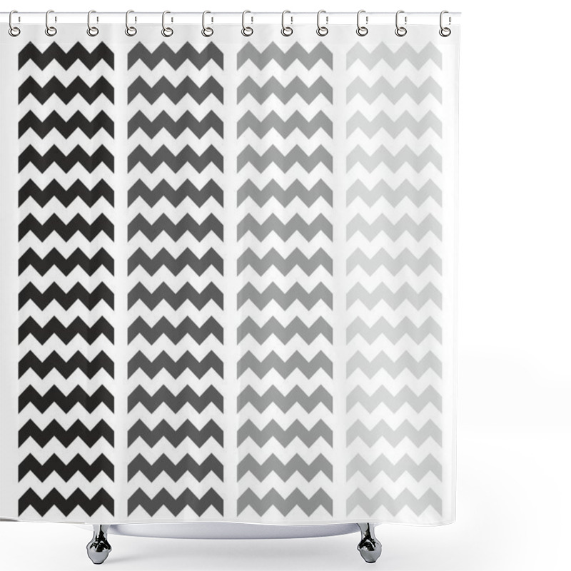 Personality  Tile Vector Chevron Pattern Set With White And Grey Zig Zag Background Shower Curtains