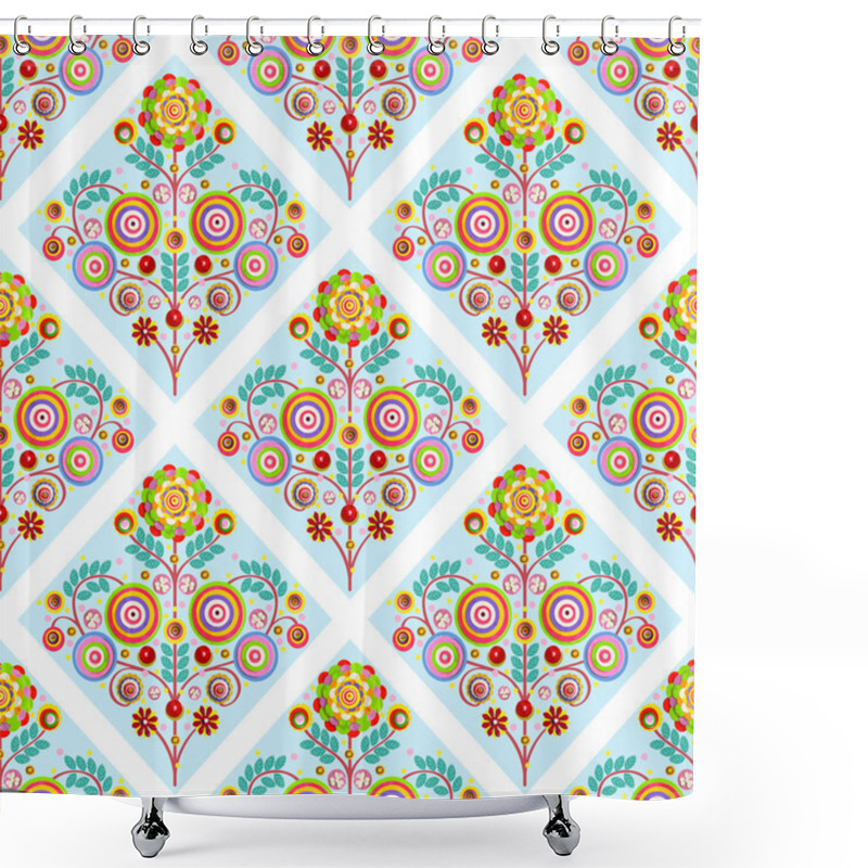 Personality  Seamless Wallpaper With Flowers Shower Curtains