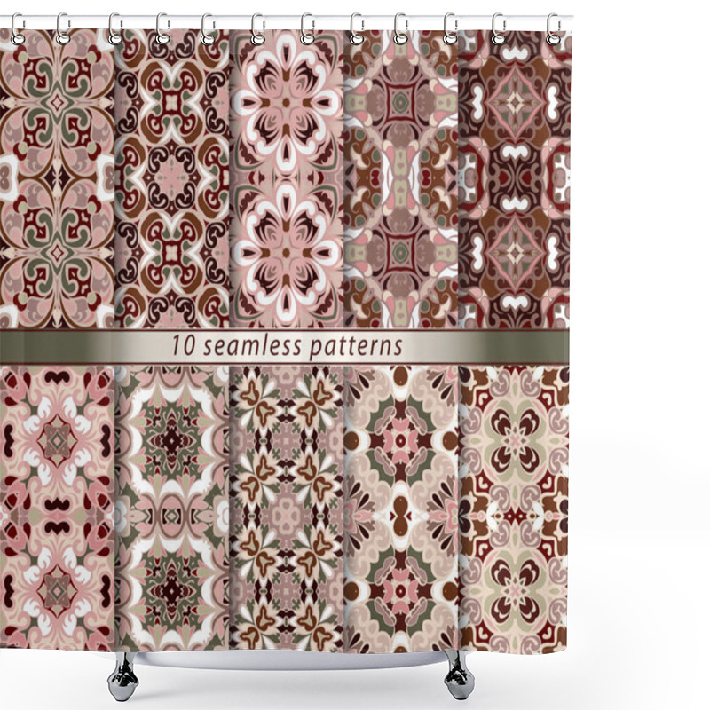 Personality  Set Of Seamless Oriental Patterns Shower Curtains