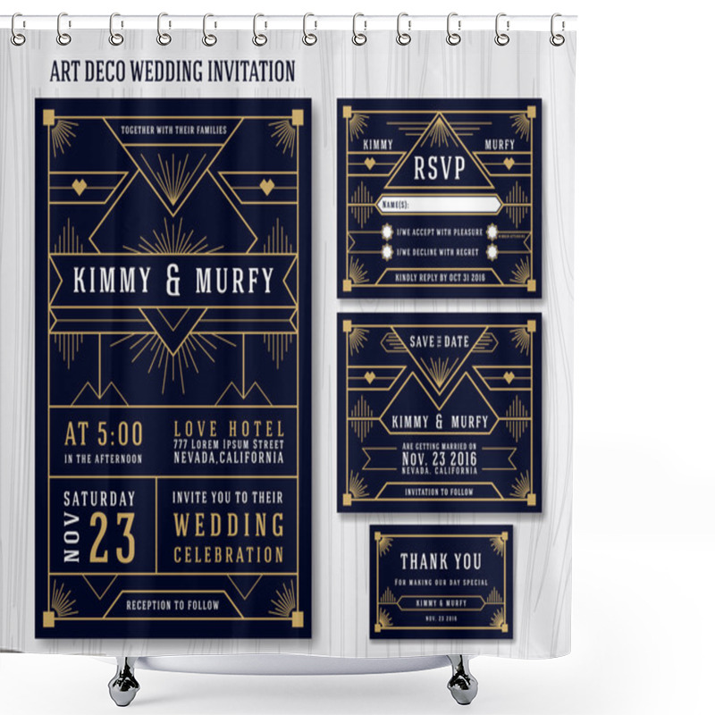 Personality  Art Deco Wedding Invitation Design Template Shower Curtains