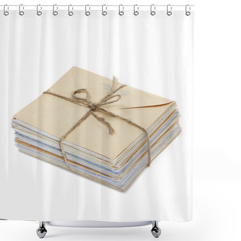 Personality  Stack Of Old Letters On White Background Shower Curtains