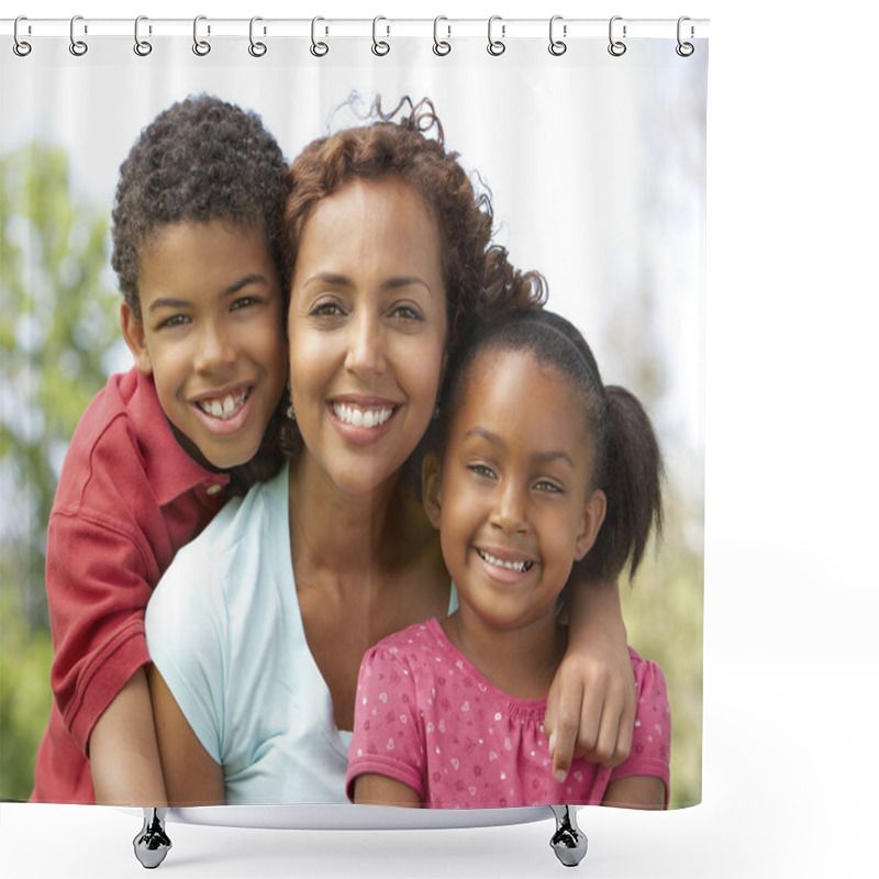 Personality  Mother With Children In Park Shower Curtains