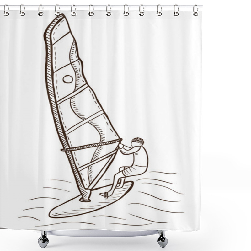 Personality  Windsurfer Drawing Shower Curtains