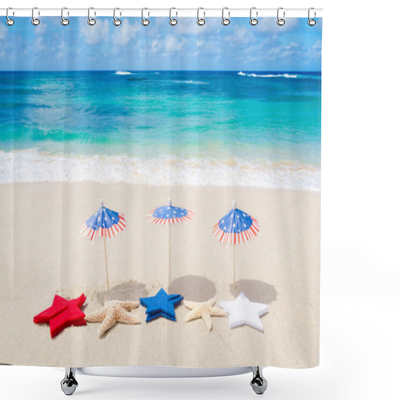 Personality  Patriotic USA Background With Starfishes Shower Curtains