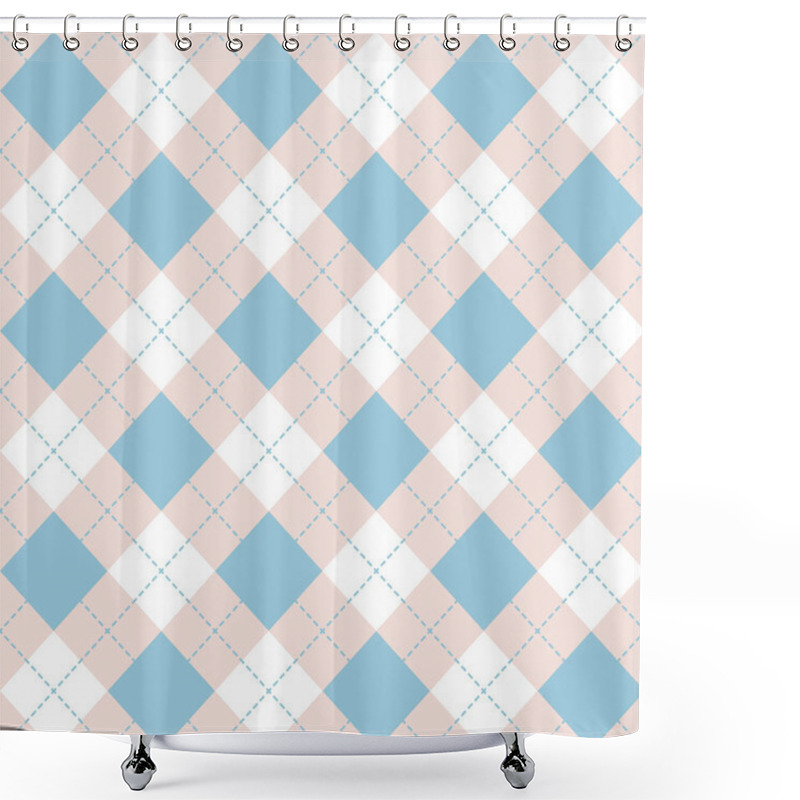 Personality  Seamless Argyle Plaid Blue Pattern. Diamond Check Shower Curtains