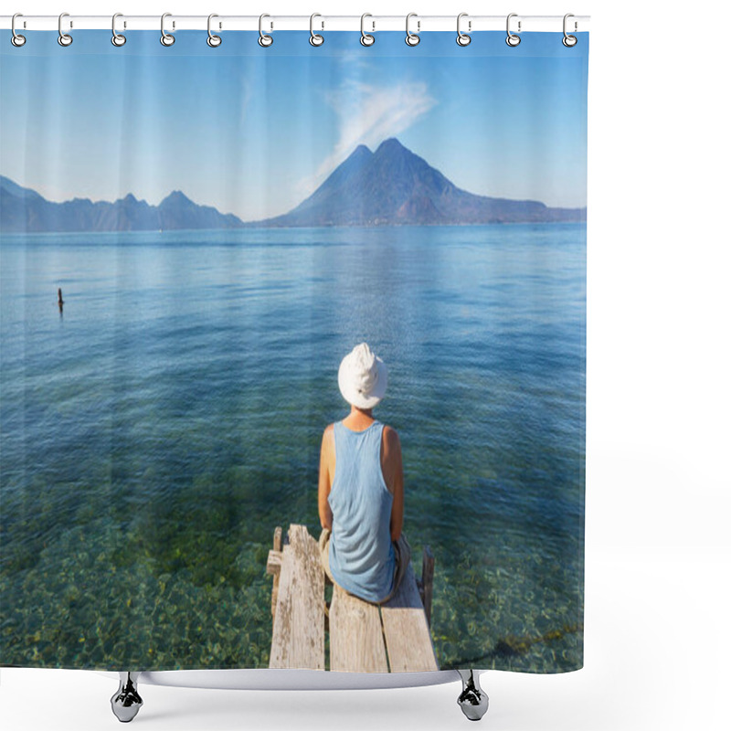 Personality  Tourist Relaxing On The Beautiful Lake Atitlan In The  Guatemala, Central America Shower Curtains