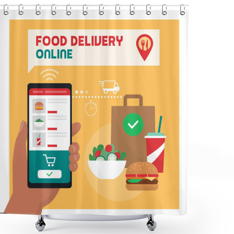 Personality  Food Delivery Online Vector Illustration Shower Curtains