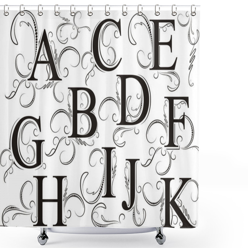 Personality  Set Of Decorative Floral Letters Shower Curtains