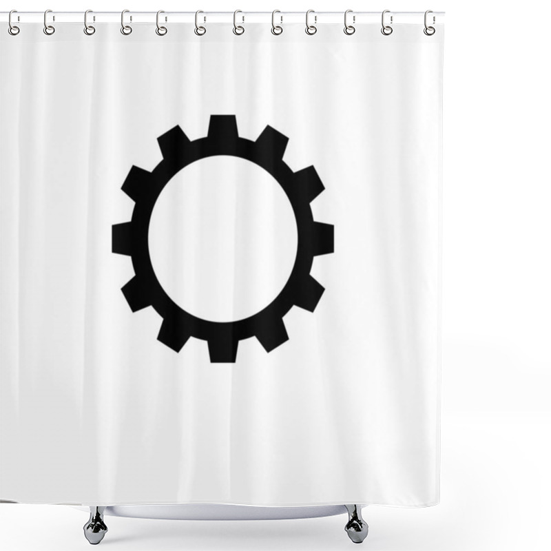 Personality  Gear Mechanism, Rackwheel Solid Flat Vector Icon Isolated On White Background. Shower Curtains