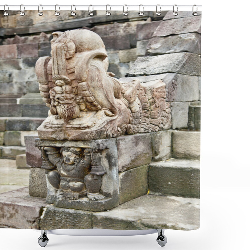 Personality  Stone Statue In Candi Sambisari Underground Hindu Temple , Java, Shower Curtains