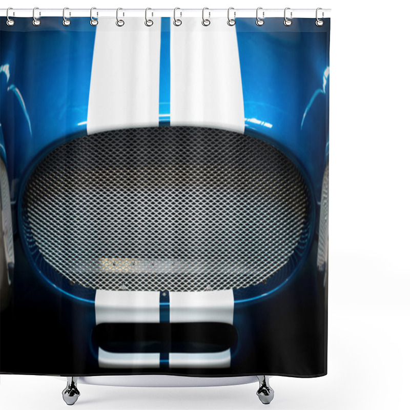 Personality  Detail Of Grille Of Blue And White Striped Car Shower Curtains