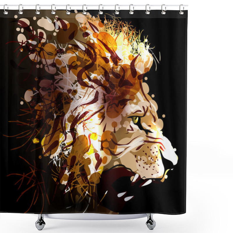 Personality  Digital Painting Of A Lion's Head Shower Curtains