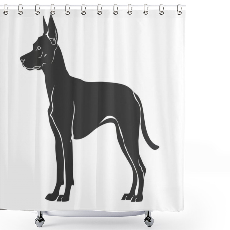 Personality  A Sleek Black Silhouette Of A Dog Standing Proud, Showcasing Its Elegant Shape And Posture. Shower Curtains